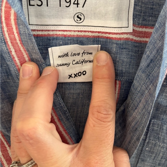 Frank & Eileen Relaxed Button Up Red, White & Blue Stripe Size Small - Picture 5 of 8